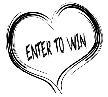 Kazanmak için girin metin ile çizili siyah kalp.