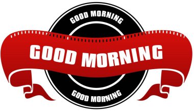 Siyah ve kırmızı Günaydın rozet ve şerit.