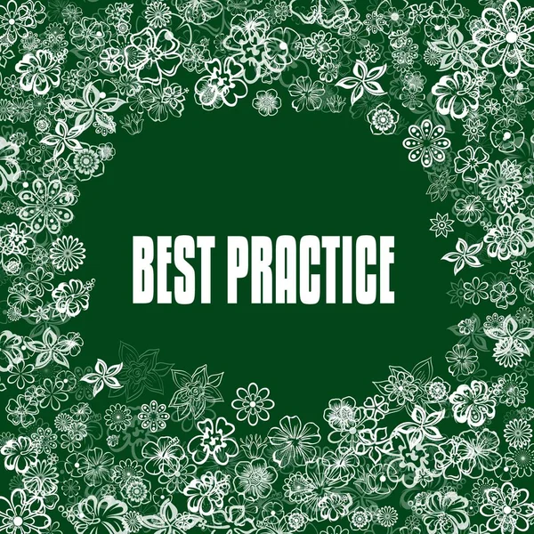 Best Practice auf grünem Banner mit Blumen. — Stockfoto