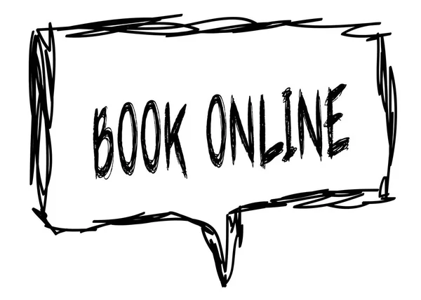BOOK ONLINE on a pencil sketched sign. — Stock Photo, Image