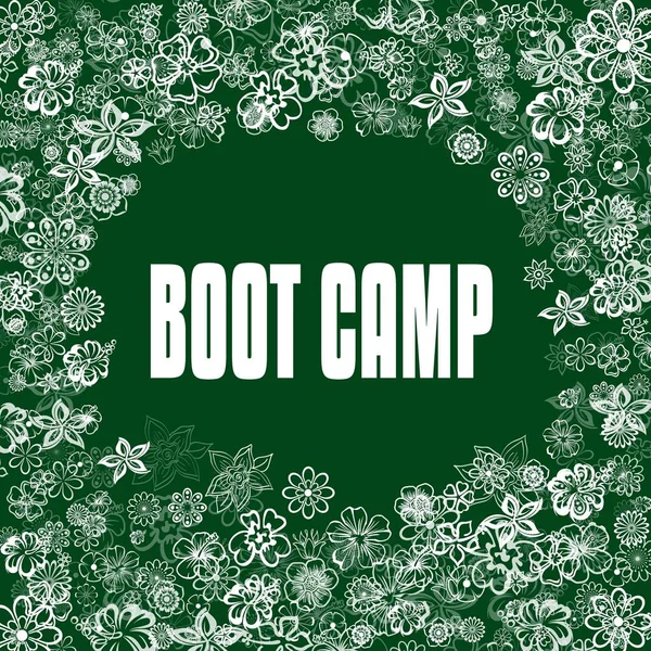 Boot Camp na praporec s květinami. — Stock fotografie