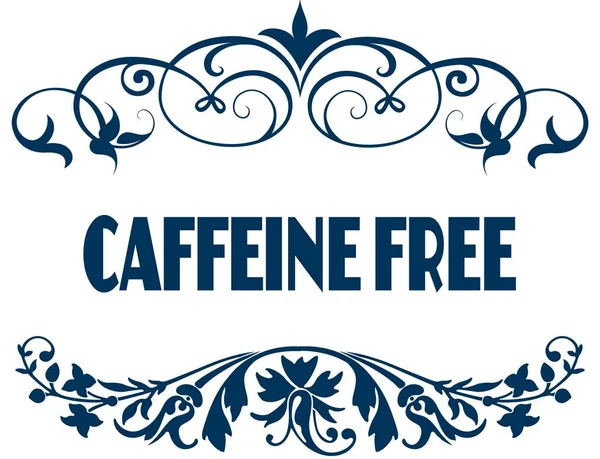 CAFFEINE FREE blue text frames.