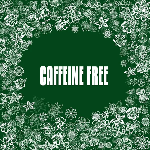 Caffeine Free zielony sztandar z kwiatami. — Zdjęcie stockowe
