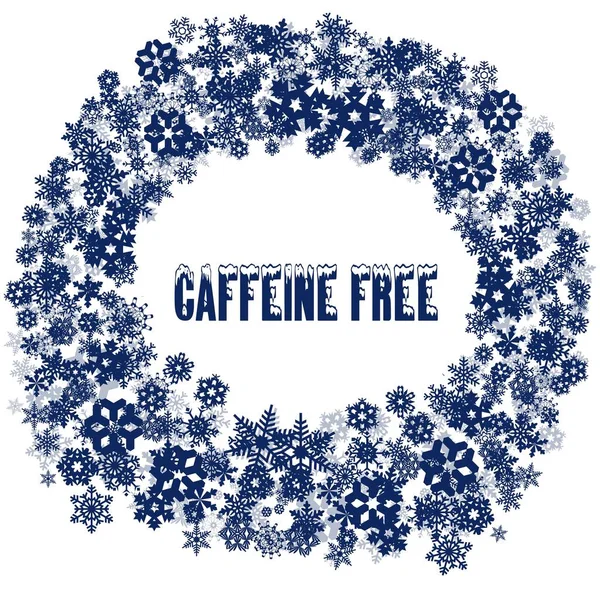 Snowy kofeiny wolny tekst w ramce śnieżynka. — Zdjęcie stockowe