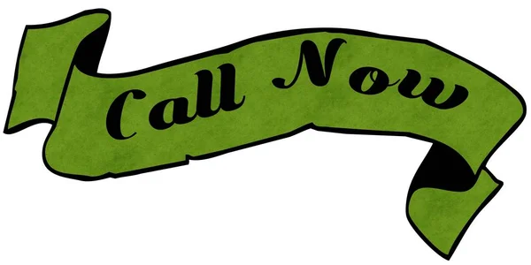 CALL NOW green ribbon. — Stock Photo, Image