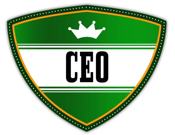 CEO escrito em escudo verde com coroa . — Fotografia de Stock
