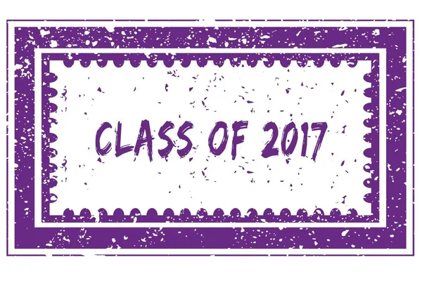 Klasse 2017 in magenta grunge square frame stamp — Stockfoto