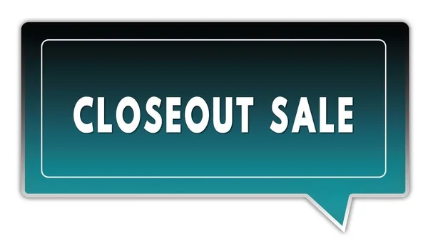 CLOSEOUT SALE on turquoise to black gradient square speech bubble. — Stock Photo, Image