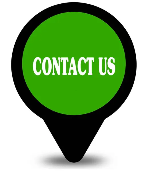 CONTACT US on green location pointer graphic — Stock Photo, Image