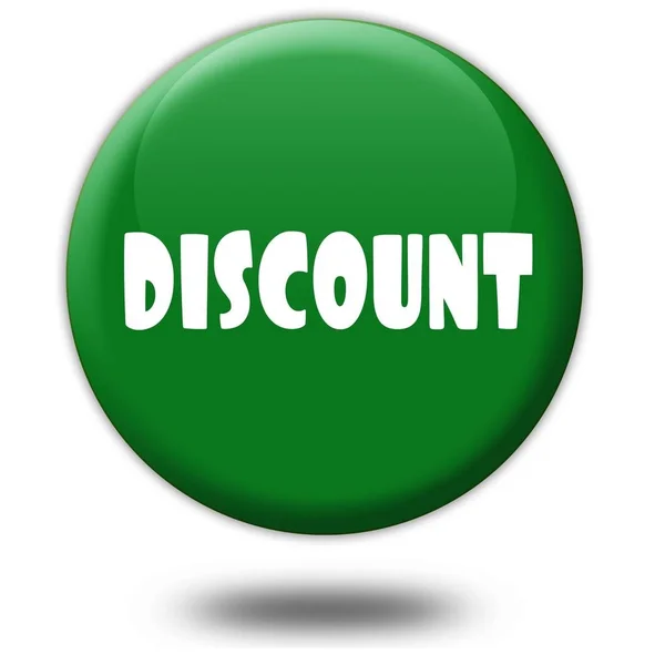 DISCOUNT on green 3D button . — стоковое фото