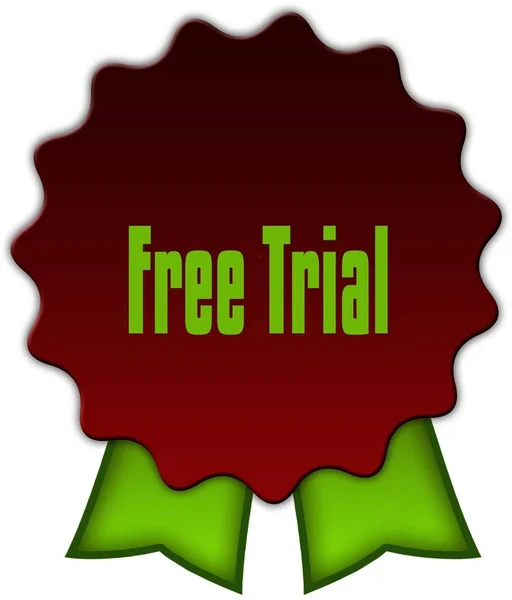 FREE TRIAL on red seal with green ribbons.