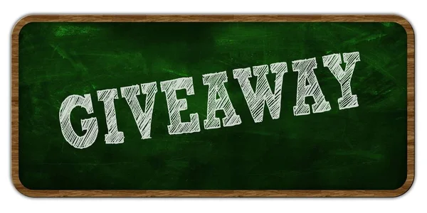 GIVEAWAY written with chalk on green chalkboard. Wooden frame. — Stock Photo, Image