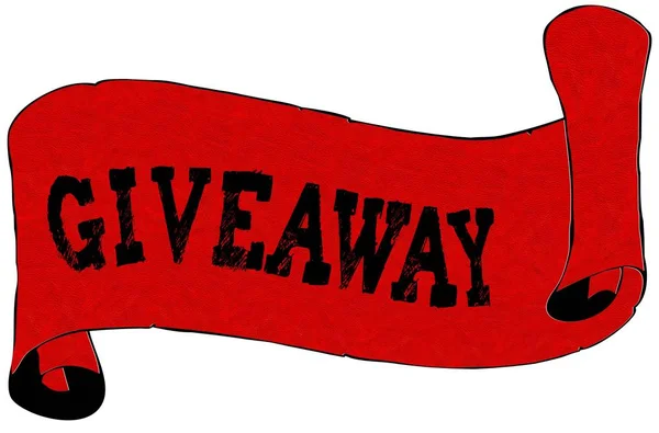 Papel de rolagem vermelho com texto GIVEAWAY . — Fotografia de Stock