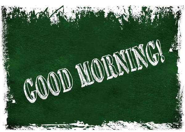 Grunge vert tableau noir avec le texte Good Morning . — Photo