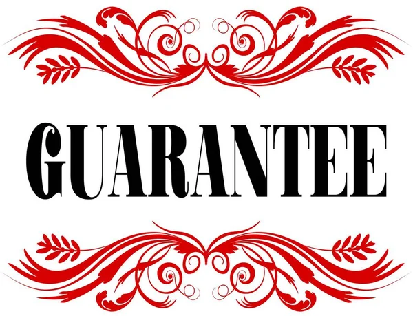 GUARANTEE red floral text frame. — Stock Photo, Image