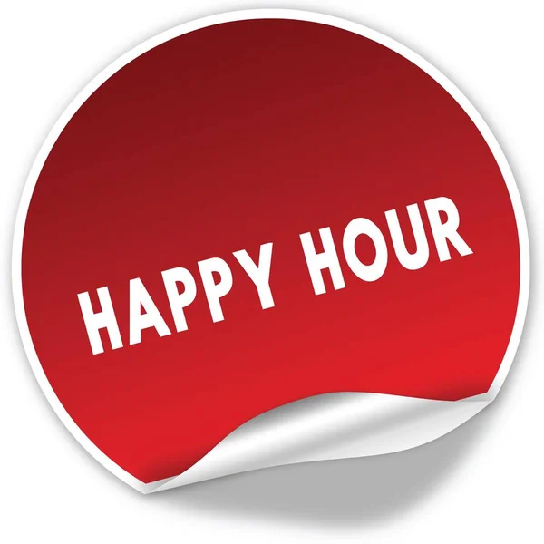 Happy Hour text na realistické červenou nálepkou na bílém pozadí. — Stock fotografie