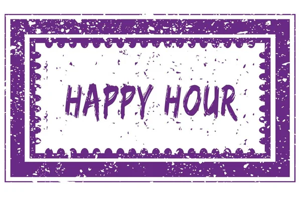 Happy Hour w magenta grunge kwadrat rama stempel — Zdjęcie stockowe