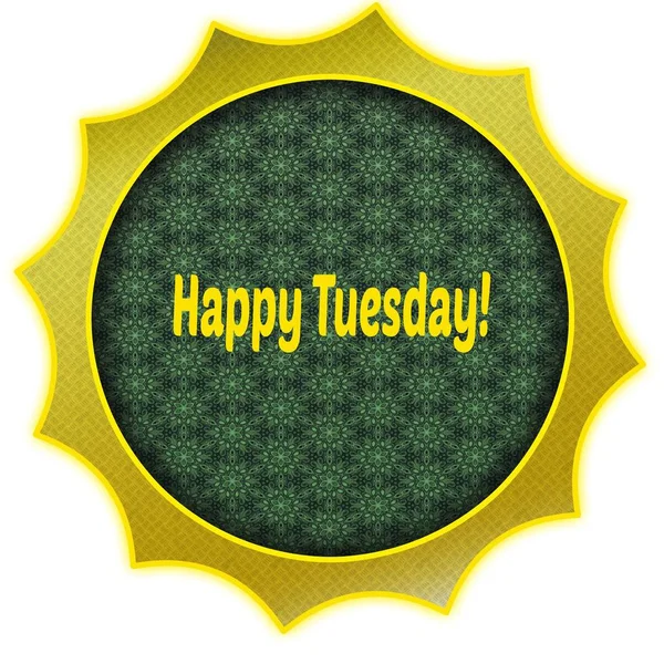 Golden badge with HAPPY TUESDAY   text. — Stock Photo, Image
