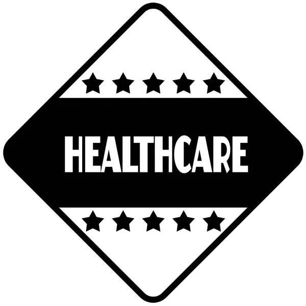 HEALTHCARE on black diamond shaped sticker label. — Stock Photo, Image