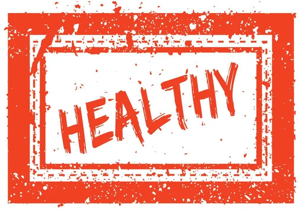 HEALTHY on orange square frame rubber stamp with grunge texture — Stock Photo, Image