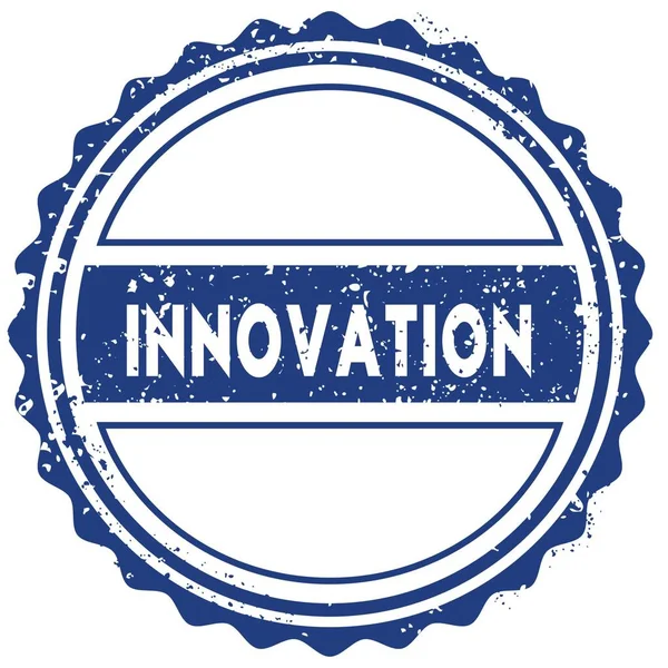 Штамп об инновации. наклейка. тюлень. Синяя круглая винтажная лента — стоковое фото