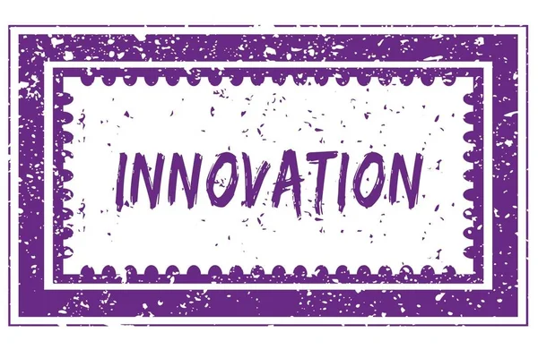 Innovation in magenta grunge square frame stamp — Stockfoto