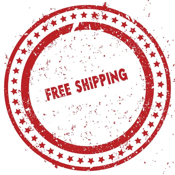 Red FREE SHIPPING distressed rubber stamp with grunge texture — Stock Photo, Image