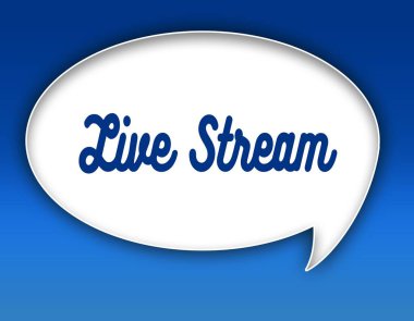 Diyalog balon illüstrasyon canlı akışı metni. Mavi arka plan.