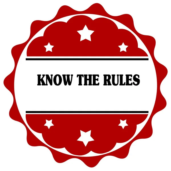 Czerwoną etykietę z tekstu dowiedzieć Rules. — Zdjęcie stockowe