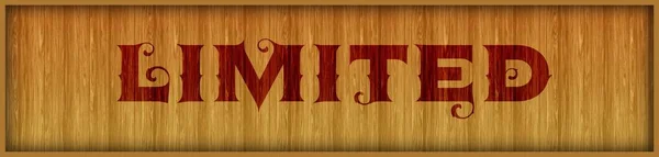 Vintage font text LIMITED on square wood panel background.