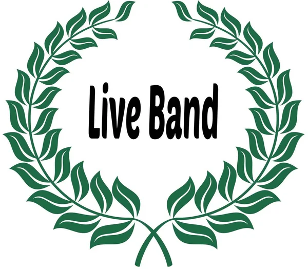 BAND LIVE sull'etichetta adesiva alloro verde . — Foto Stock