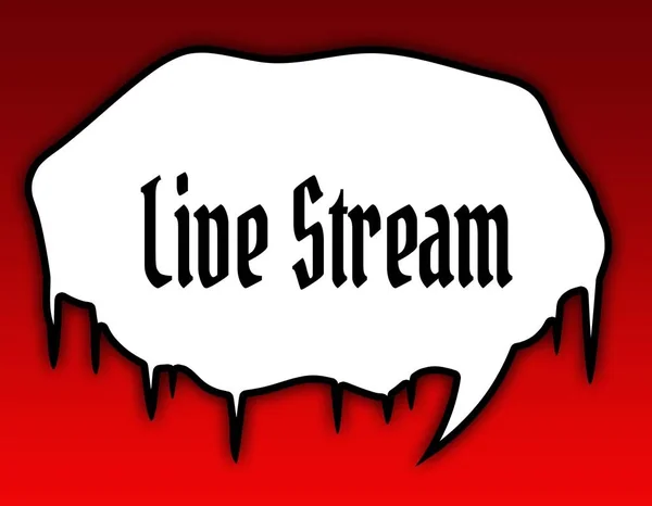 Hororové bublinu s Live Stream textovou zprávu. Červené pozadí. — Stock fotografie