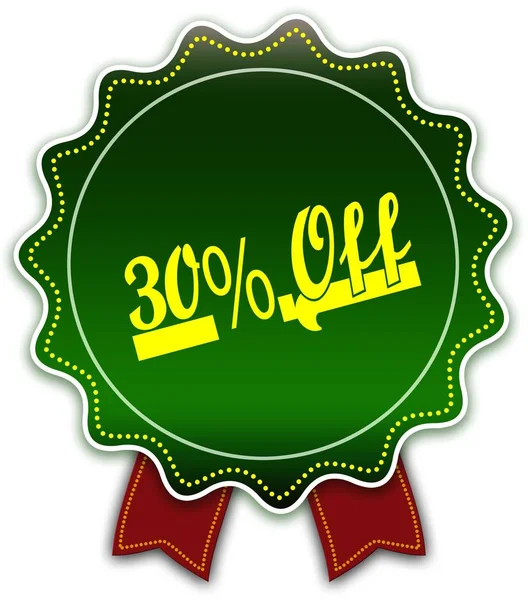 30 PERCENTES FORA rodada fita verde . — Fotografia de Stock