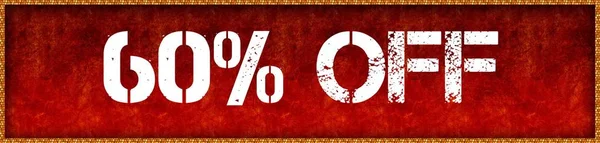 Texto fonte angustiado 60 PERCENT OFF em red grunge board backgrou — Fotografia de Stock