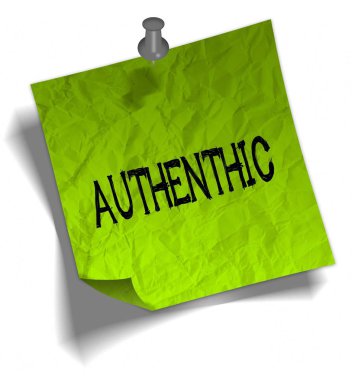 Authenthic mesaj ve itme PIN çizim ile yeşil not kağıdı.