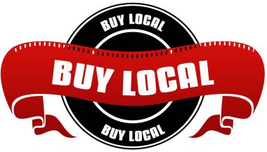 Siyah ve kırmızı yerel rozet ve şerit satın.