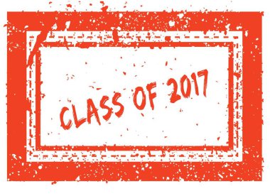 Sınıf, 2017 turuncu kare çerçeve lastik damgası ile doku üzerinde