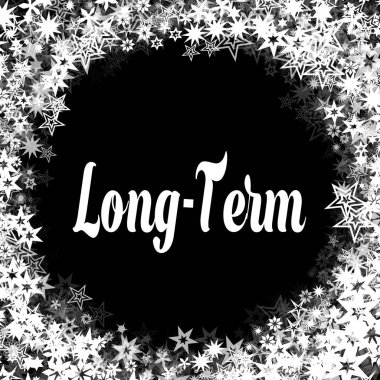 Farklı beyaz yıldız çerçeve ile siyah arka plan üzerinde uzun vadeli.