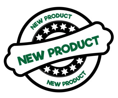 Siyah ve yeşil yeni ürün damgası.