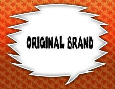 Orijinal marka metin ile konuşma balonu. Çiçekli duvar kağıdı arka plan.