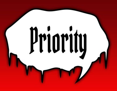 Korku konuşma balonu öncelik kısa mesaj ile. Kırmızı bir arka plan.