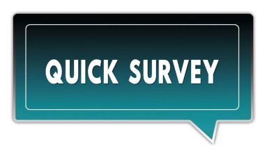 Turkuaz siyah degrade kare konuşma balonu için üzerinde hızlı anket.