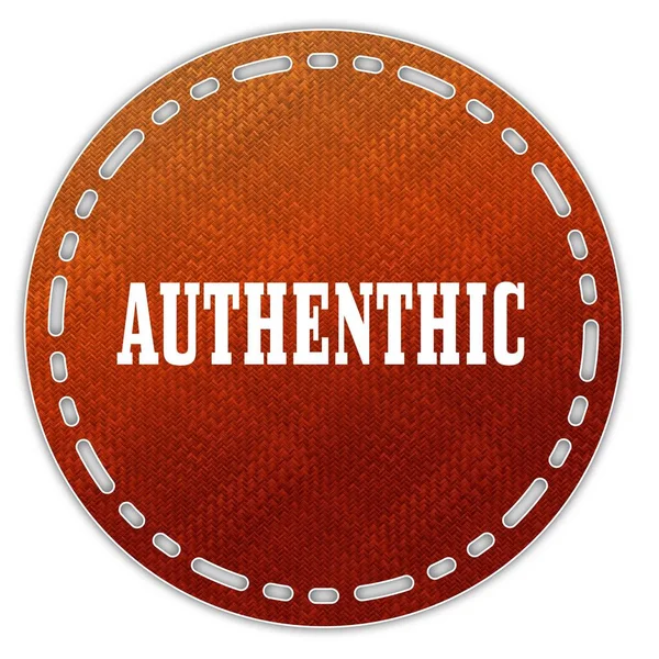 Round orange pattern badge with AUTHENTHIC message. — Stock Photo, Image