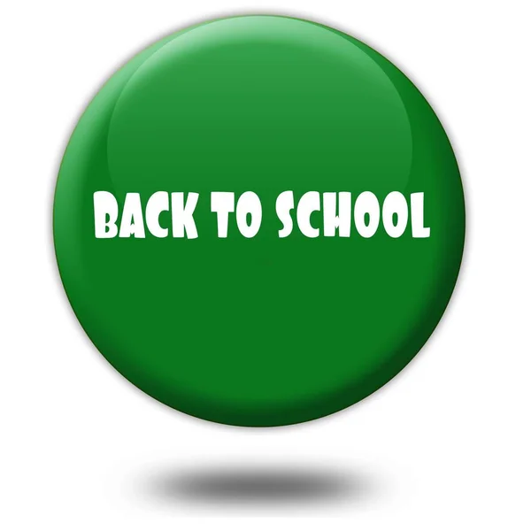 Volver a la escuela en verde botón 3d . —  Fotos de Stock