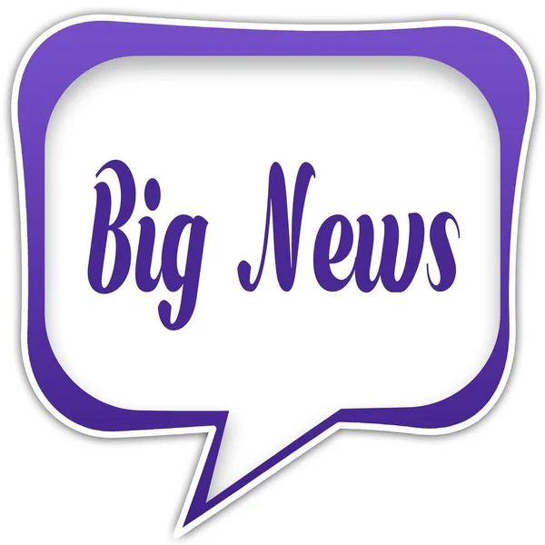 Bolha de fala quadrada violeta com mensagem de texto BIG NEWS — Fotografia de Stock