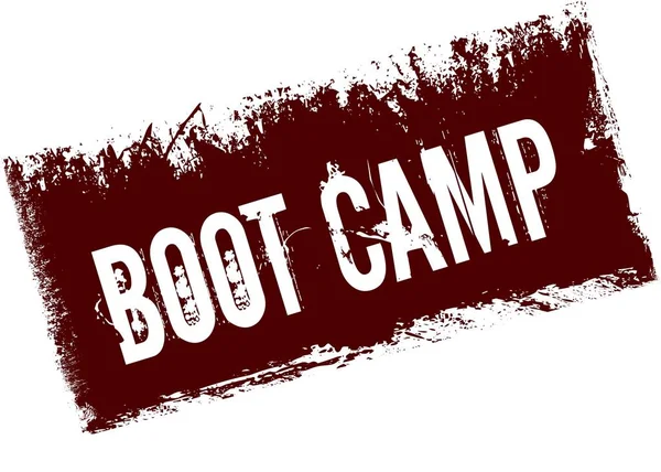 Boot Camp na červené retro distressed pozadí. — Stock fotografie