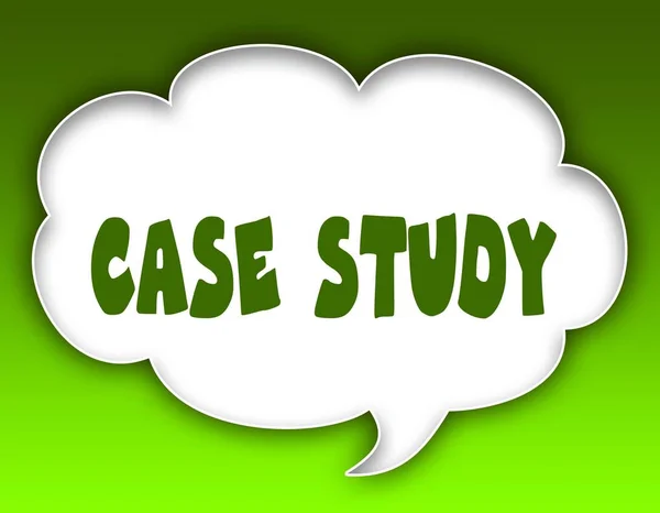 CASE STUDY message on speech cloud graphic. Green background.