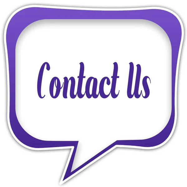 Violet square speech bubble with CONTACT US text message — Stock Photo, Image