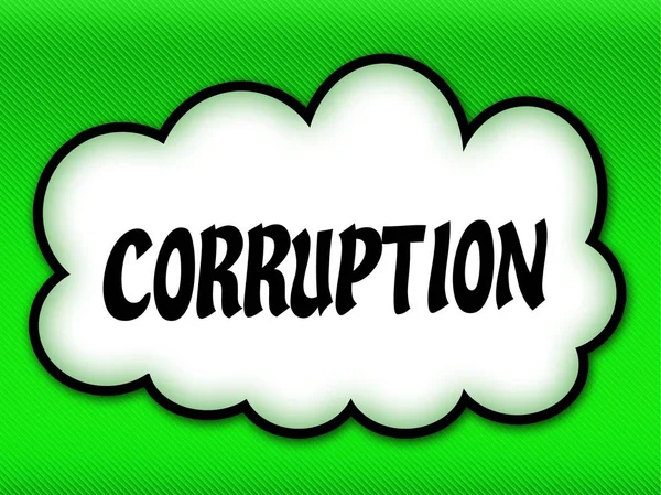 Comic-Stil Wolke mit Korruption Schrift auf hellgrünem Backgr — Stockfoto
