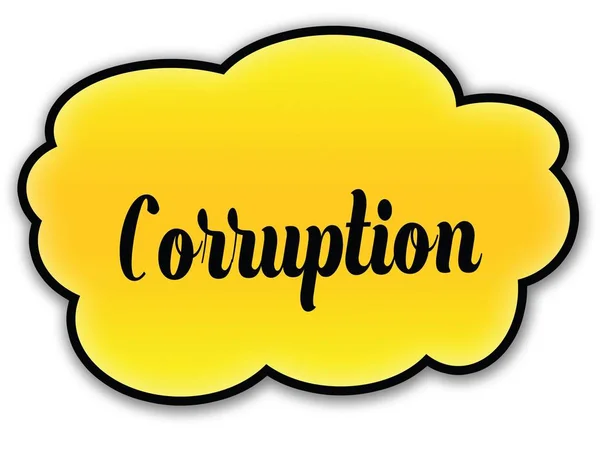 Korruption handgeschrieben auf gelber Wolke mit weißem Hintergrund — Stockfoto